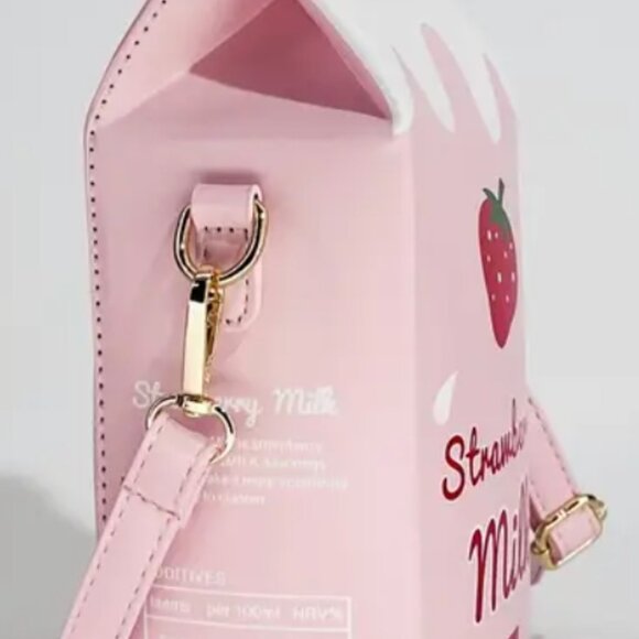 Novelty Strawberry Milk Carton Shoulder Bag - Picture 3 of 5